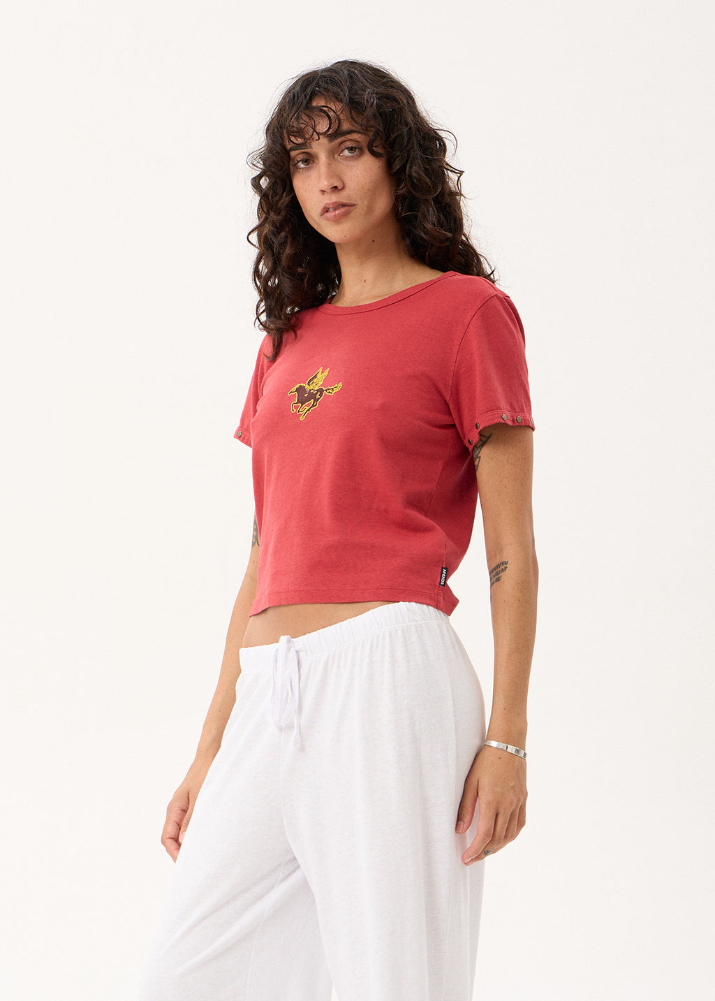 AFENDS Hard Luck - Baby Tee - Vintage Cherry