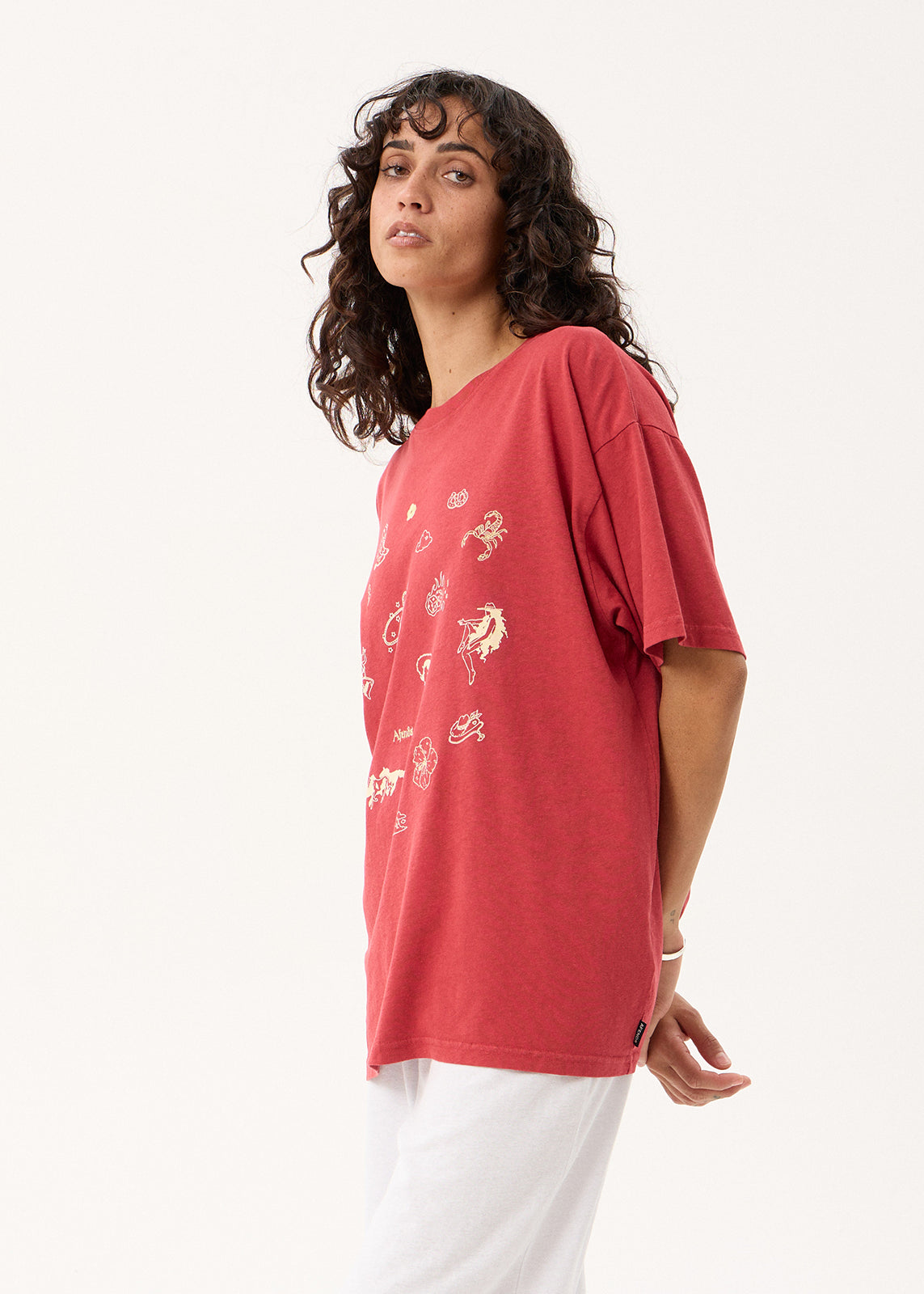 AFENDS Easty Flash - Oversized Tee - Vintage Cherry