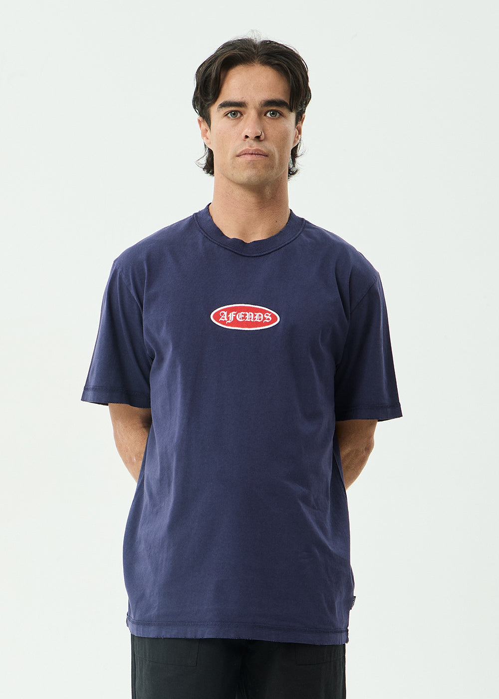 AFENDS Mens Supply - Retro Tee - Washed Deep Sea