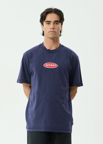 AFENDS Mens Supply - Retro Tee - Washed Deep Sea