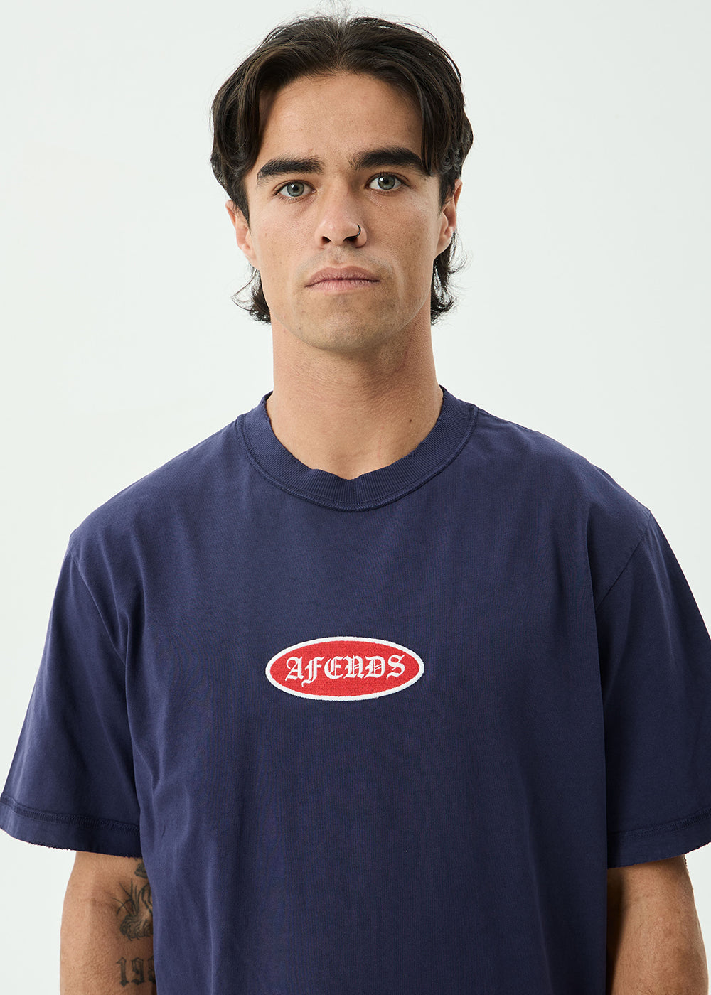 AFENDS Mens Supply - Retro Tee - Washed Deep Sea