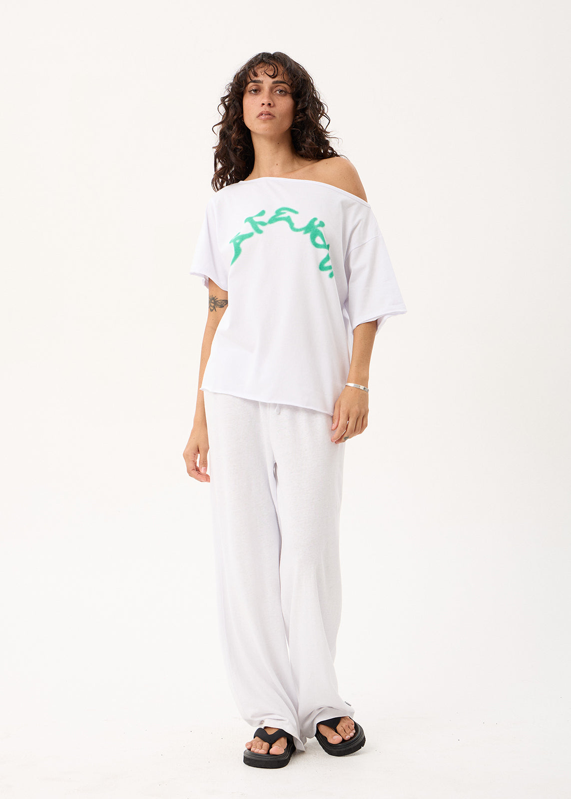 AFENDS Considered - Off Shoulder Tee - White