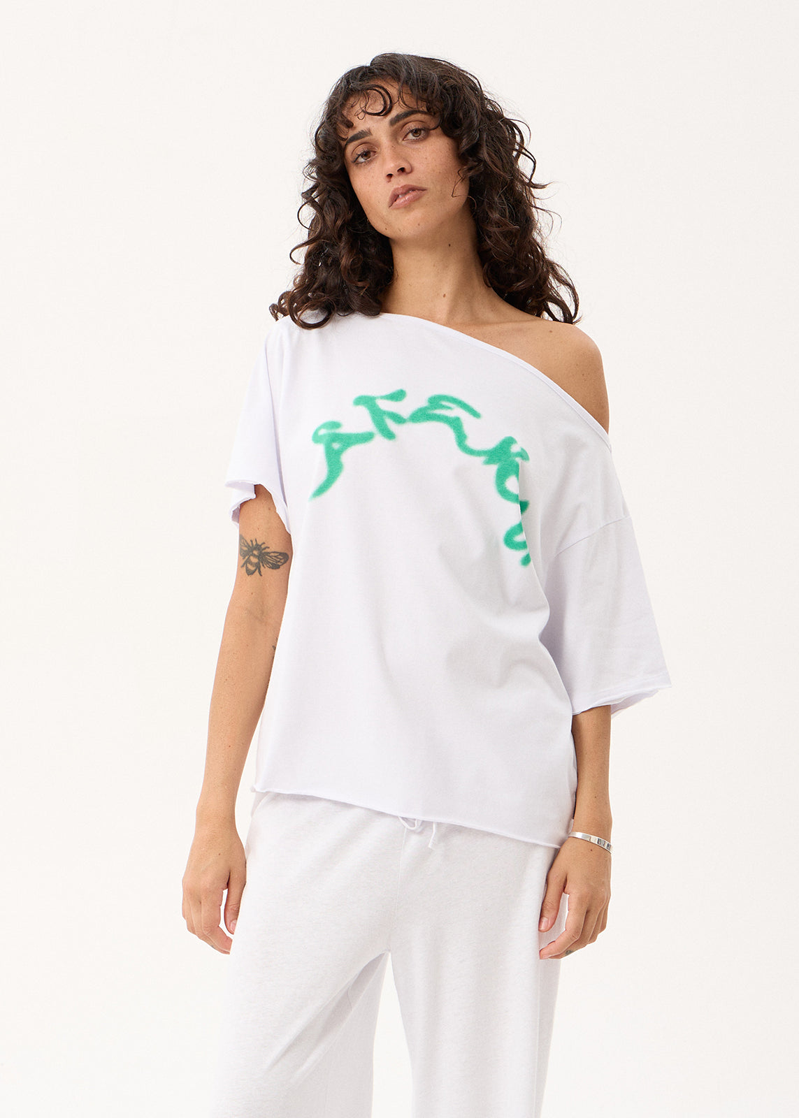 AFENDS Considered - Off Shoulder Tee - White
