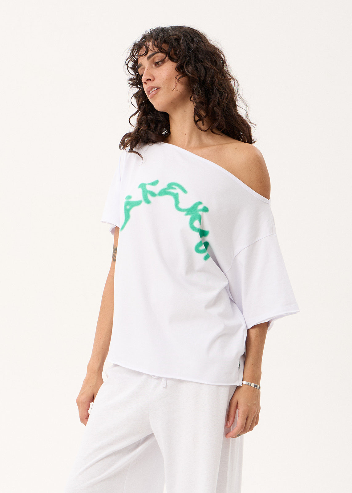 AFENDS Considered - Off Shoulder Tee - White