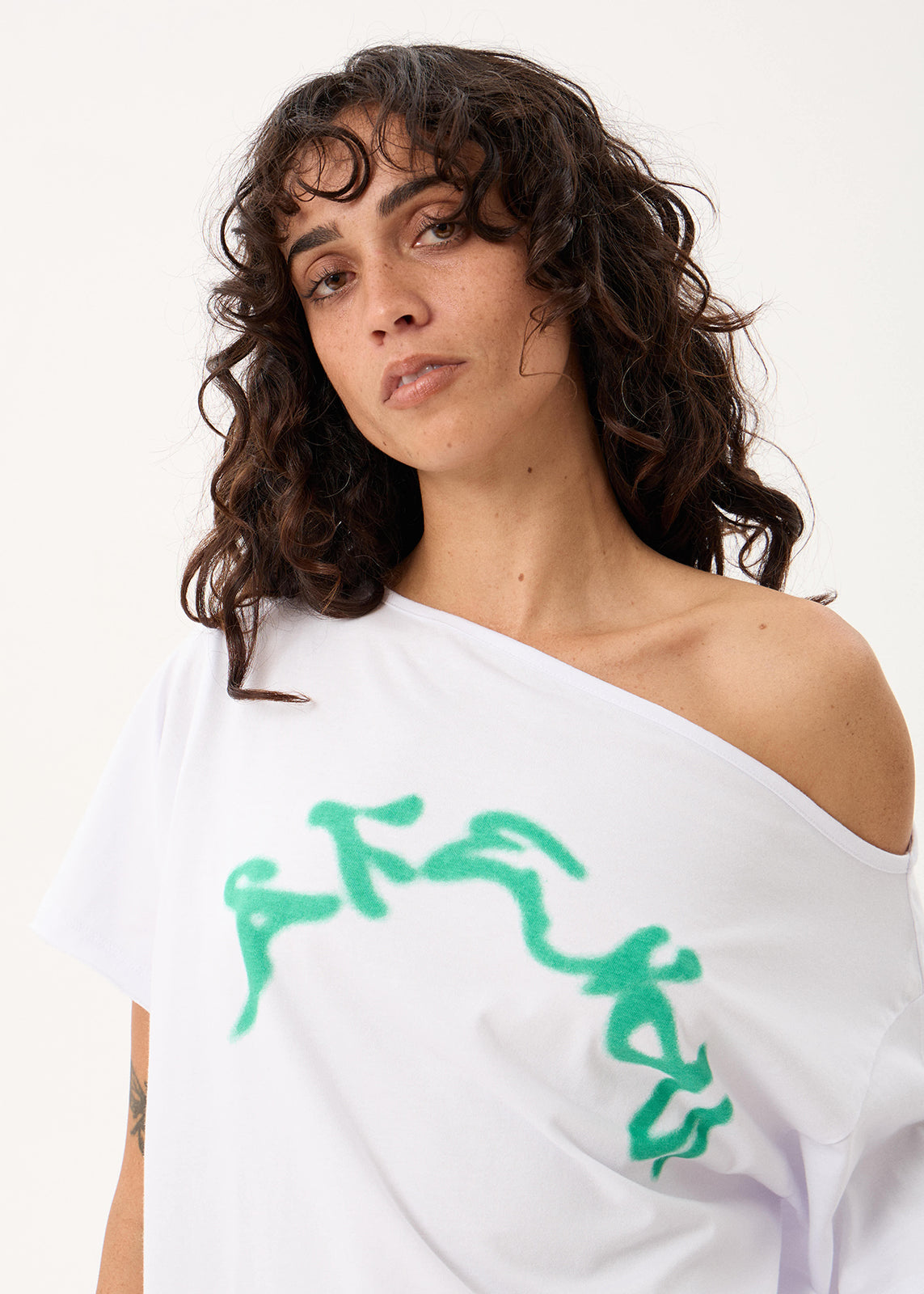 AFENDS Considered - Off Shoulder Tee - White