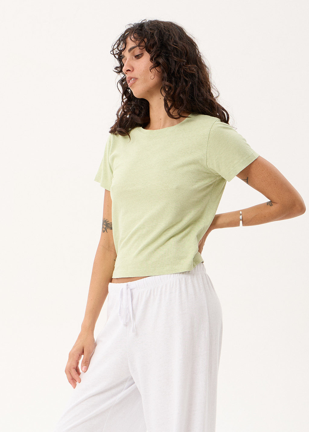 AFENDS Carmen - Baby Tee - Washed Sage