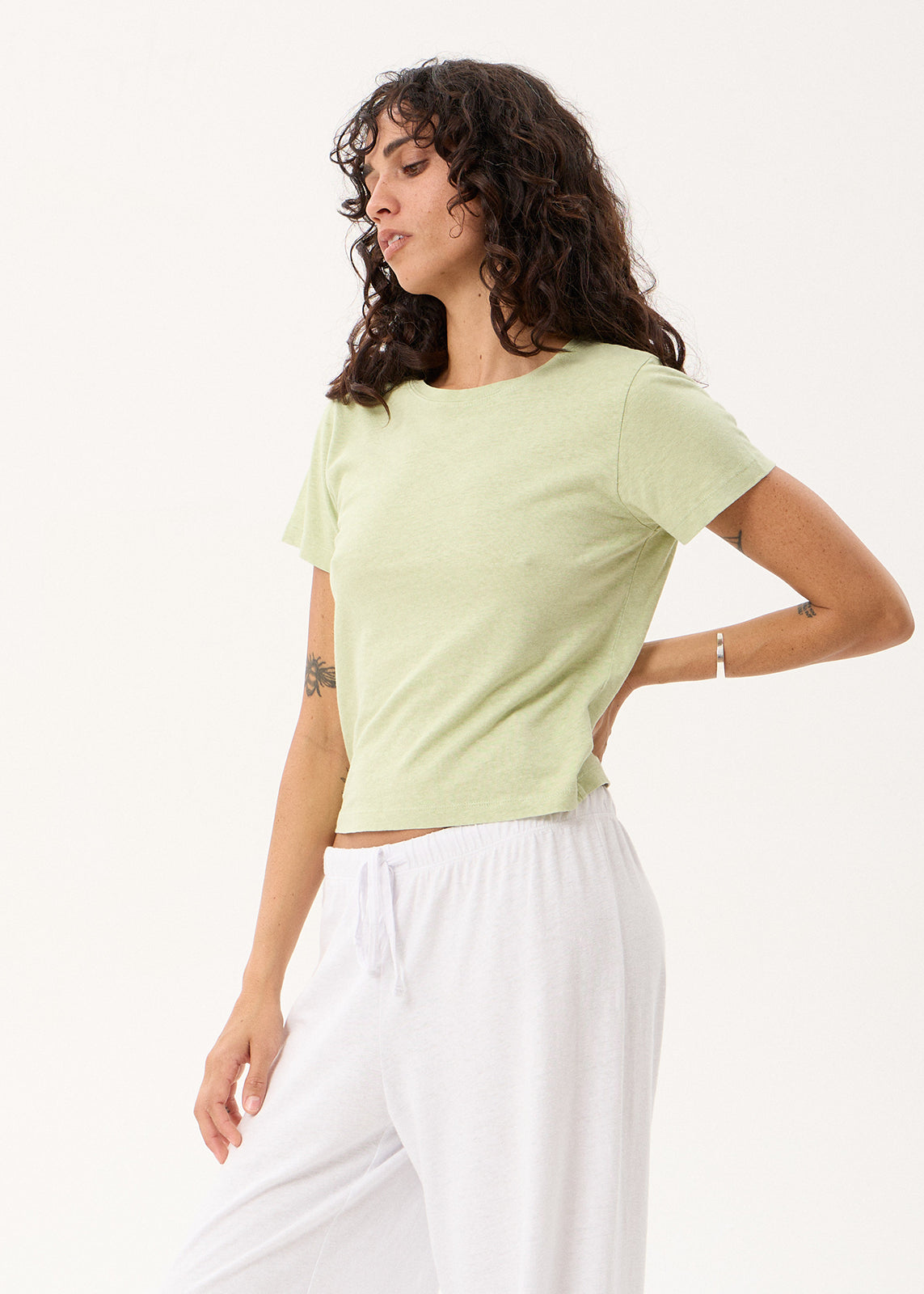 AFENDS Carmen - Baby Tee - Washed Sage
