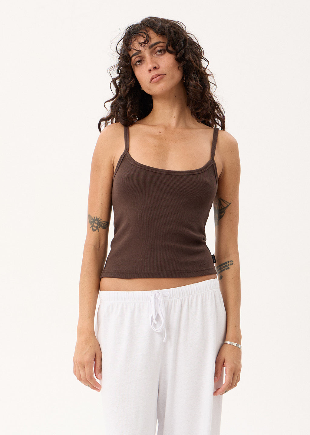 AFENDS Sara - Rib Singlet - Coffee