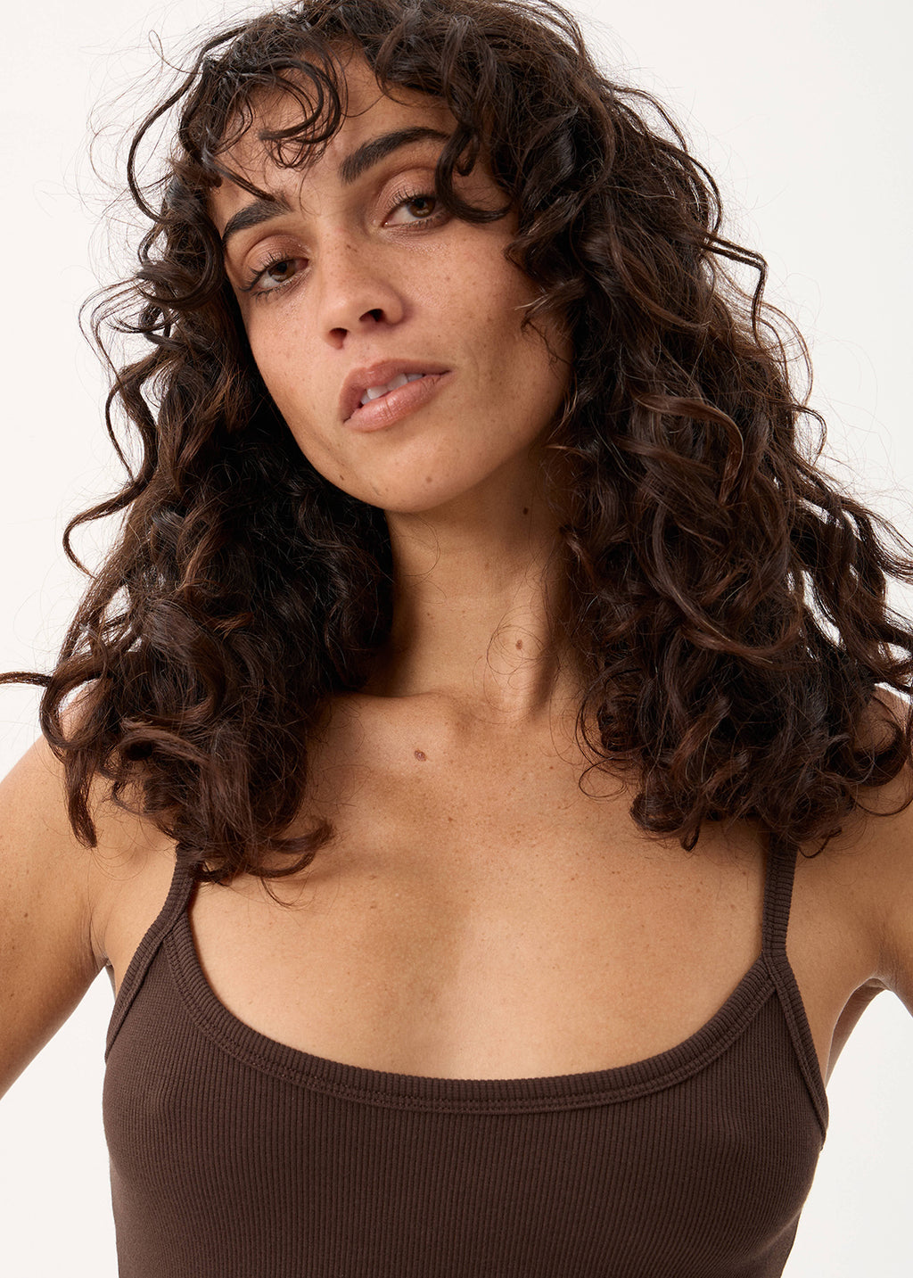 AFENDS Sara - Rib Singlet - Coffee