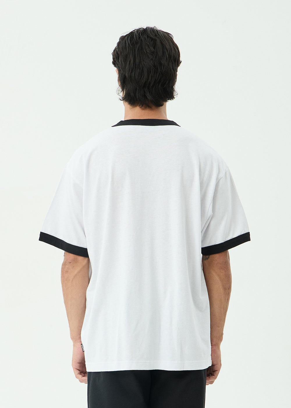 AFENDS Mens Chains - Boxy Ringer Tee - White