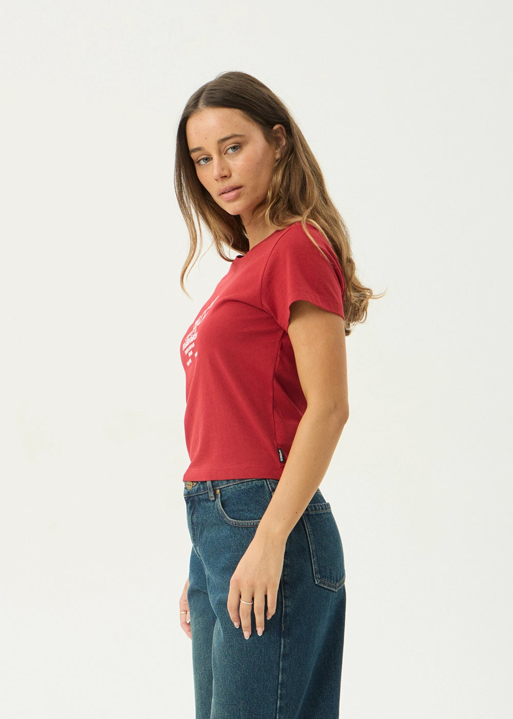 AFENDS Womens Flower Patch - Baby Tee - Ketchup