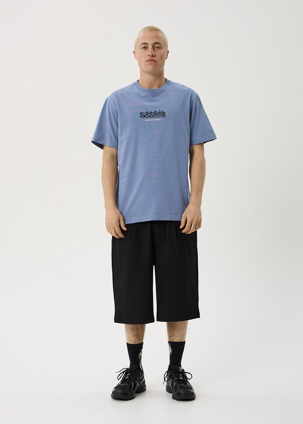 AFENDS Core - Retro Tee - Washed Slate Blue