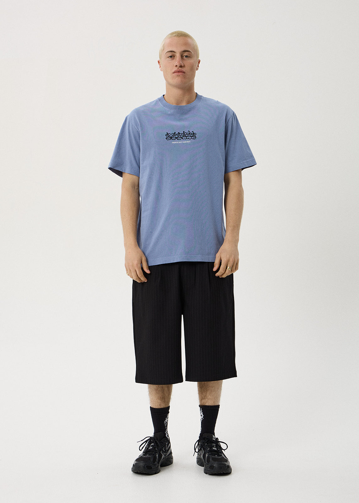 AFENDS Core - Retro Tee - Washed Slate Blue