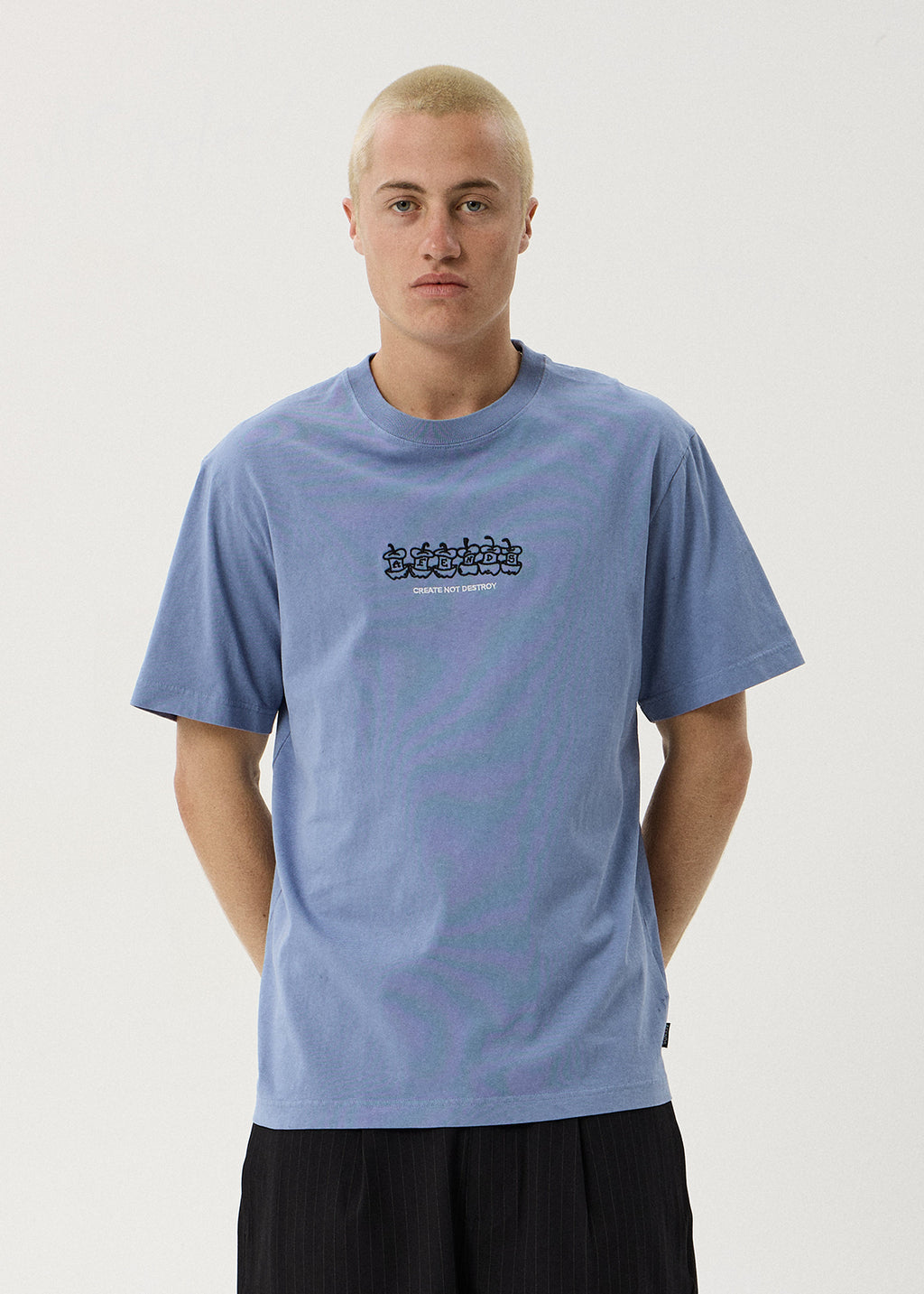 AFENDS Core - Retro Tee - Washed Slate Blue