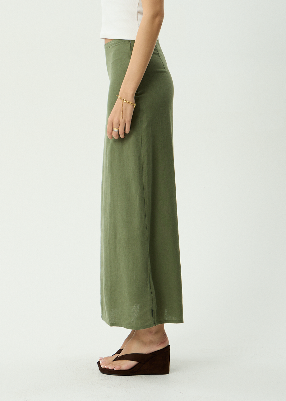 AFENDS Womens Lilo - Hemp Maxi Skirt - Deep Olive