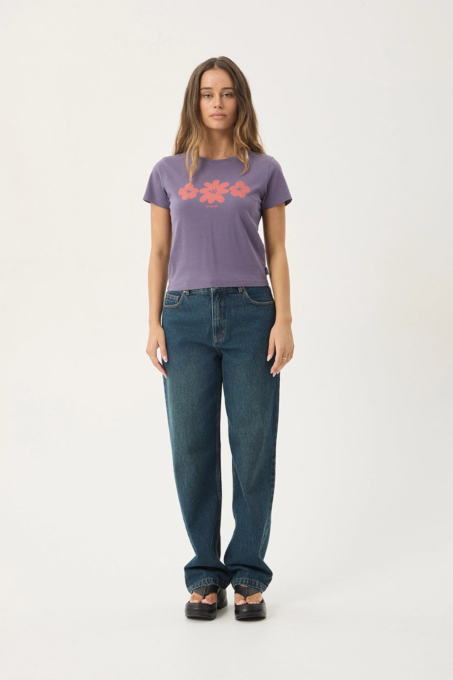 AFENDS Womens Terra - Baby Tee - Vintage Aubergine