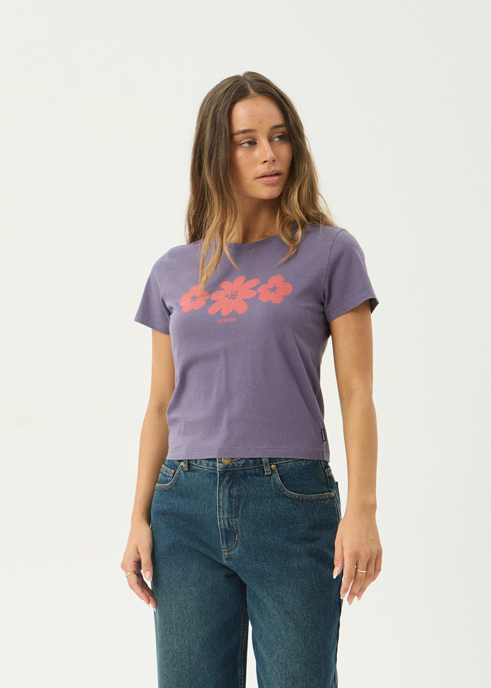AFENDS Womens Terra - Baby Tee - Vintage Aubergine