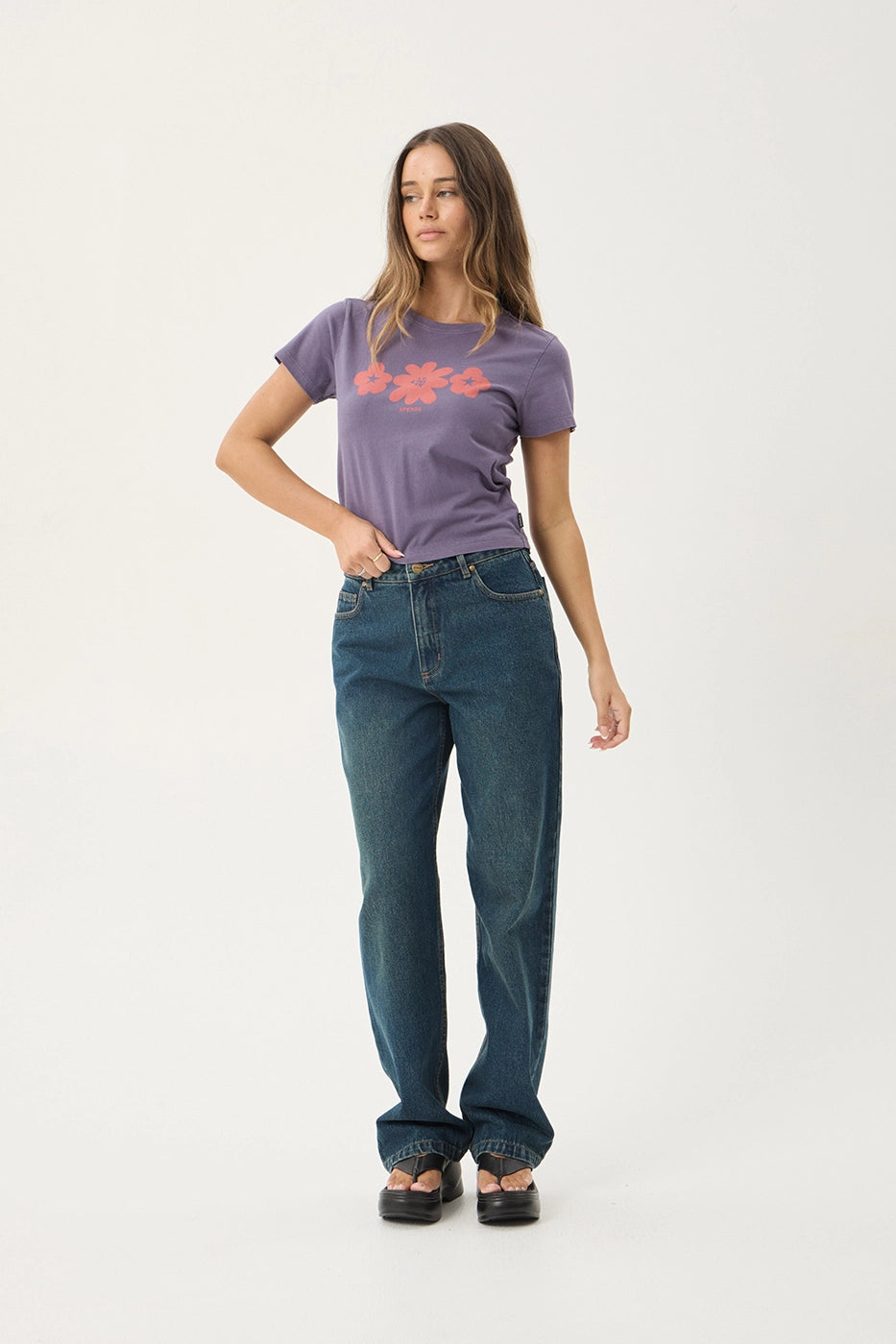 AFENDS Womens Terra - Baby Tee - Vintage Aubergine