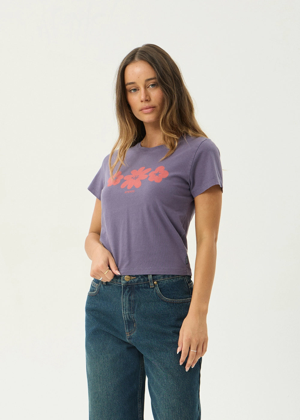 AFENDS Womens Terra - Baby Tee - Vintage Aubergine