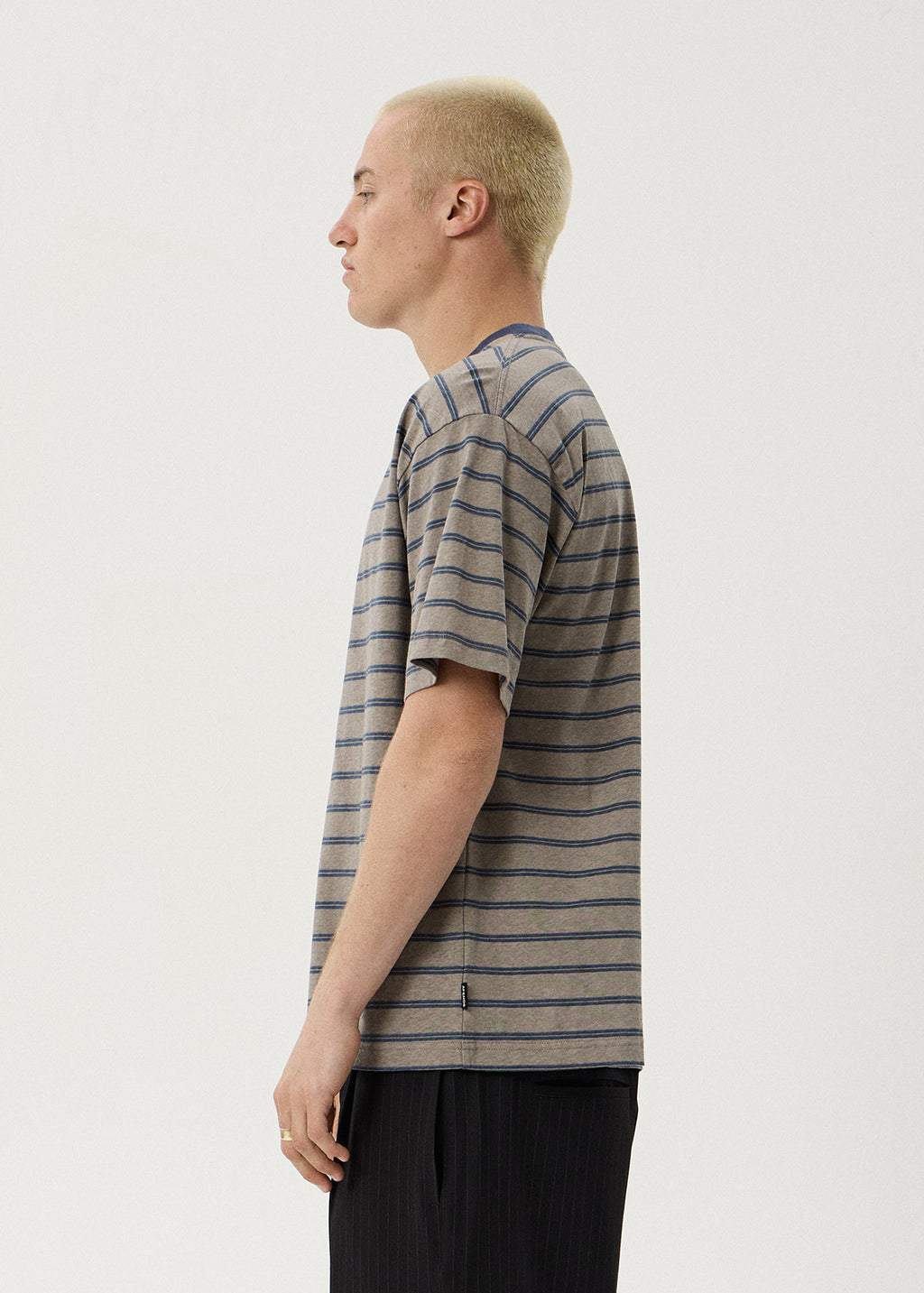 AFENDS Eureka - Boxy Tee - Olive Stripe