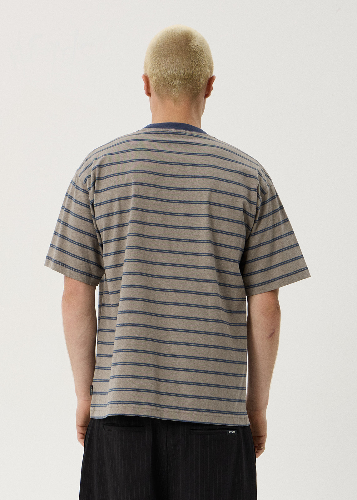 AFENDS Eureka - Boxy Tee - Olive Stripe