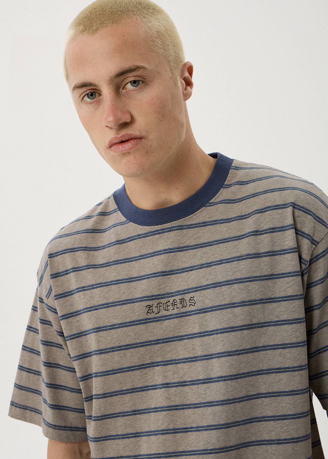 AFENDS Eureka - Boxy Tee - Olive Stripe