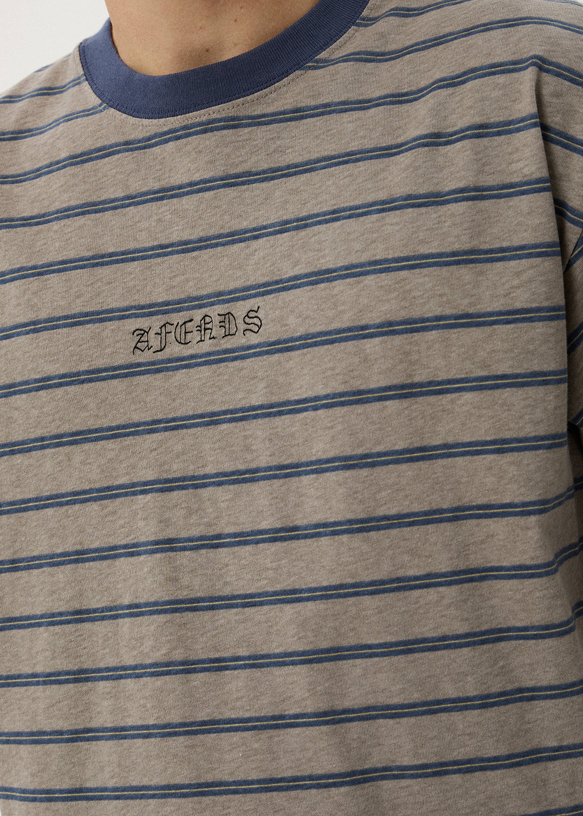 AFENDS Eureka - Boxy Tee - Olive Stripe