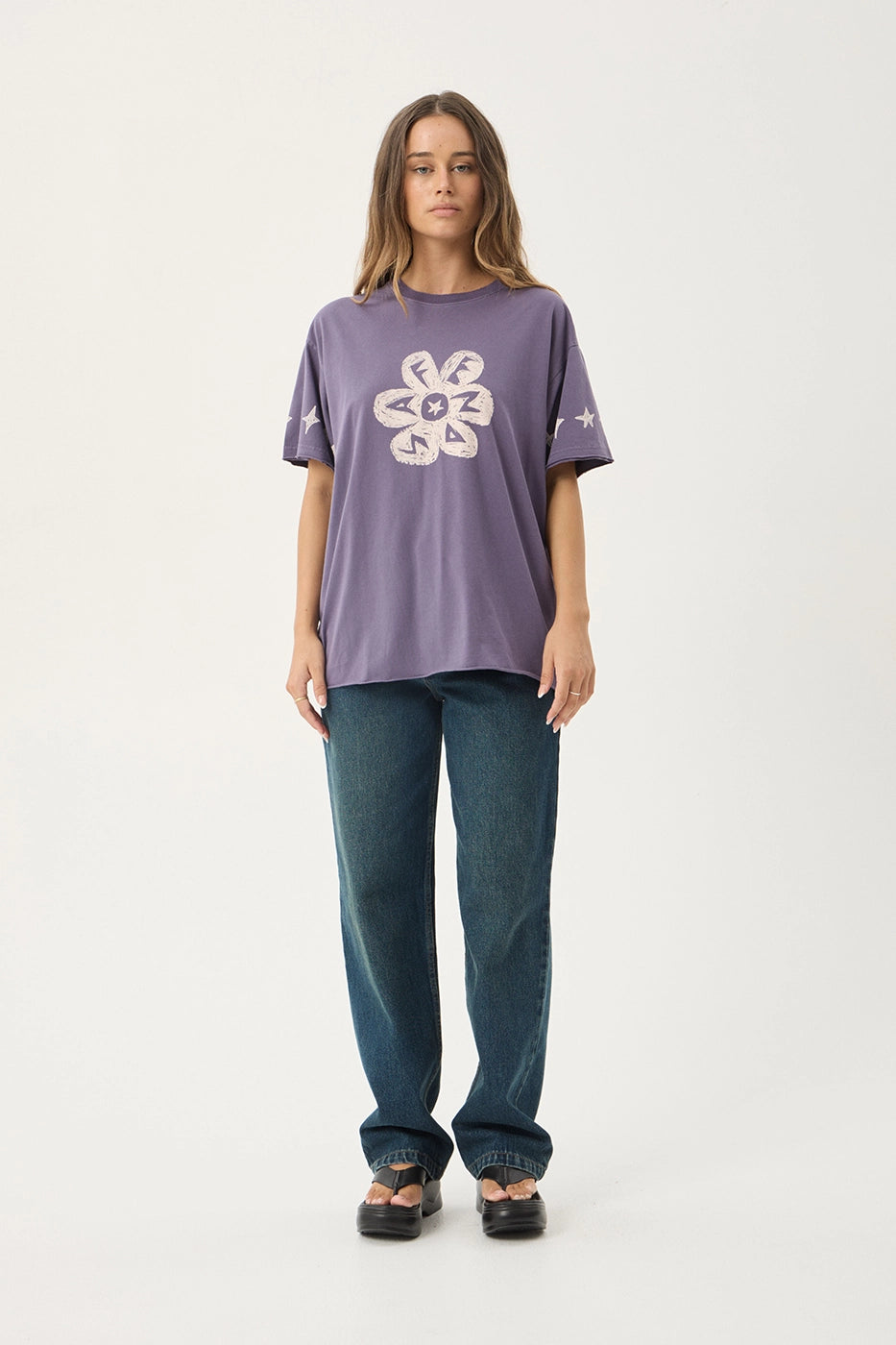 AFENDS Womens Raven - Oversized Tee - Vintage Aubergine