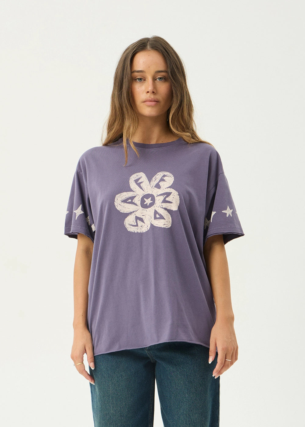 AFENDS Womens Raven - Oversized Tee - Vintage Aubergine