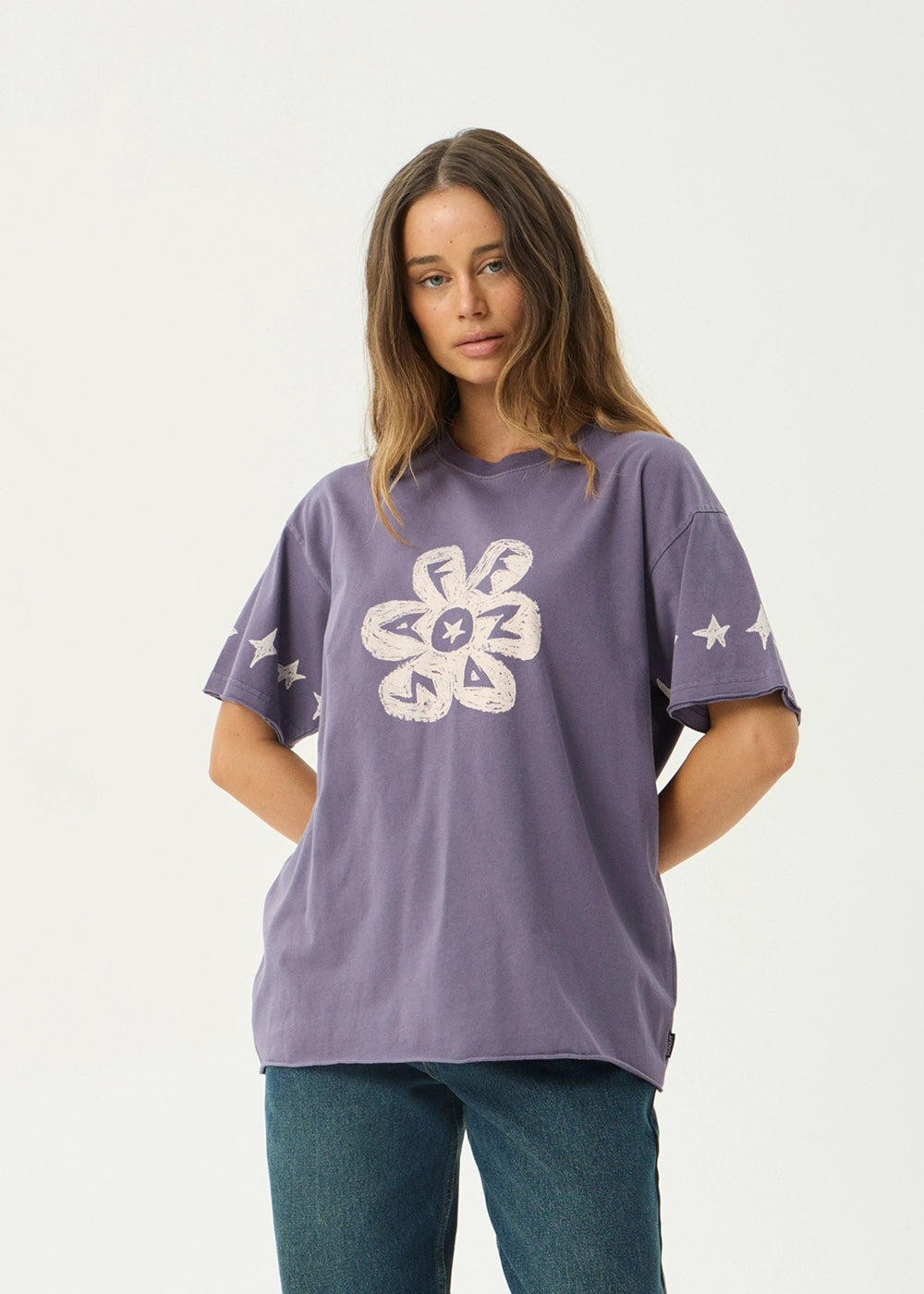 AFENDS Womens Raven - Oversized Tee - Vintage Aubergine