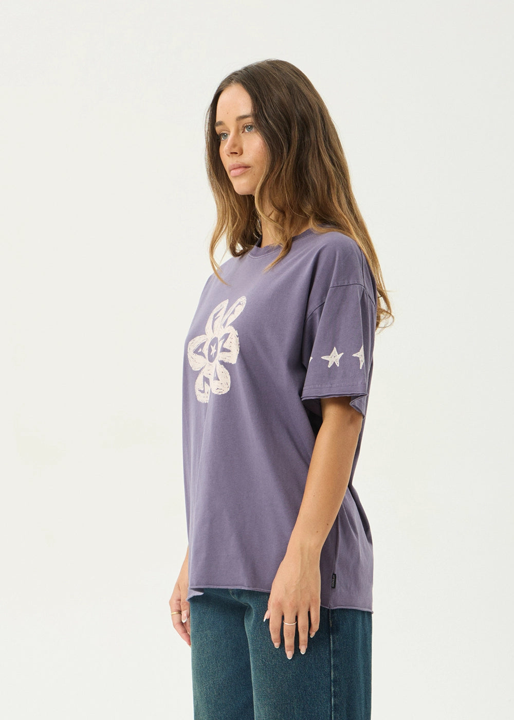 AFENDS Womens Raven - Oversized Tee - Vintage Aubergine