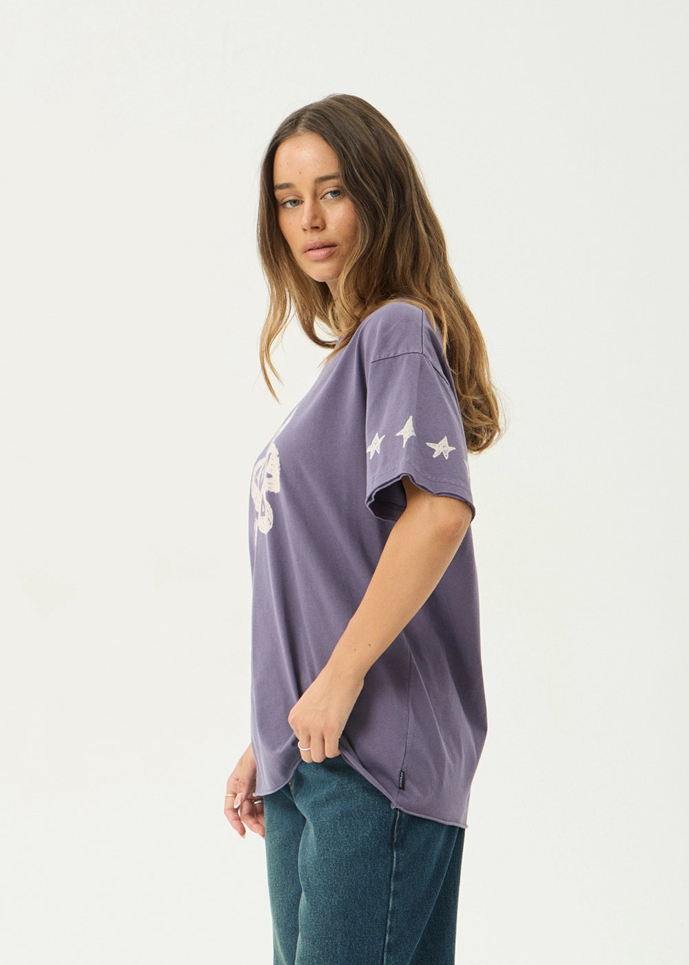 AFENDS Womens Raven - Oversized Tee - Vintage Aubergine