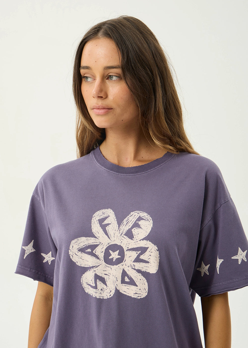 AFENDS Womens Raven - Oversized Tee - Vintage Aubergine