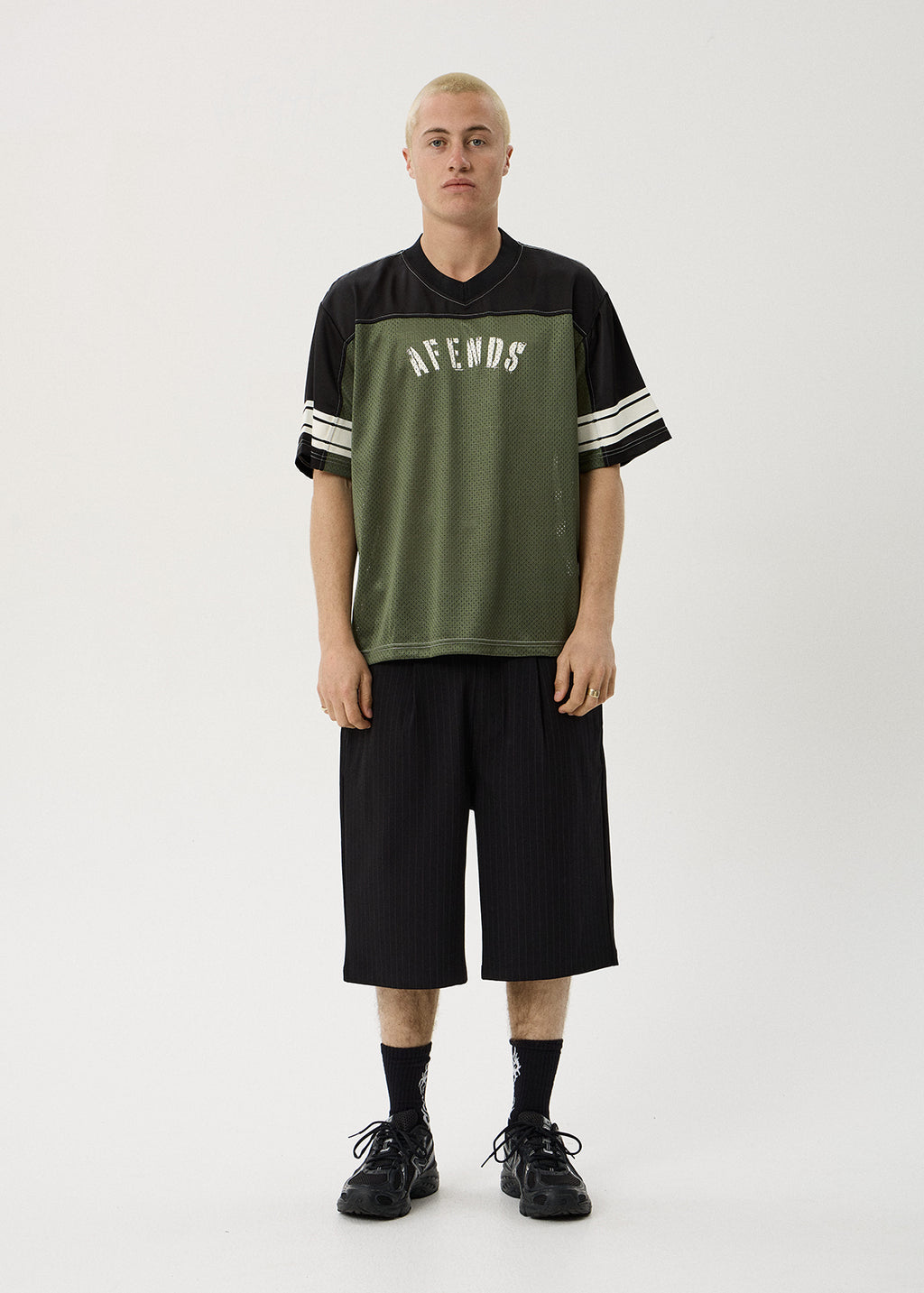 AFENDS Contingent - Mesh Jersey Boxy Tee - Cypress