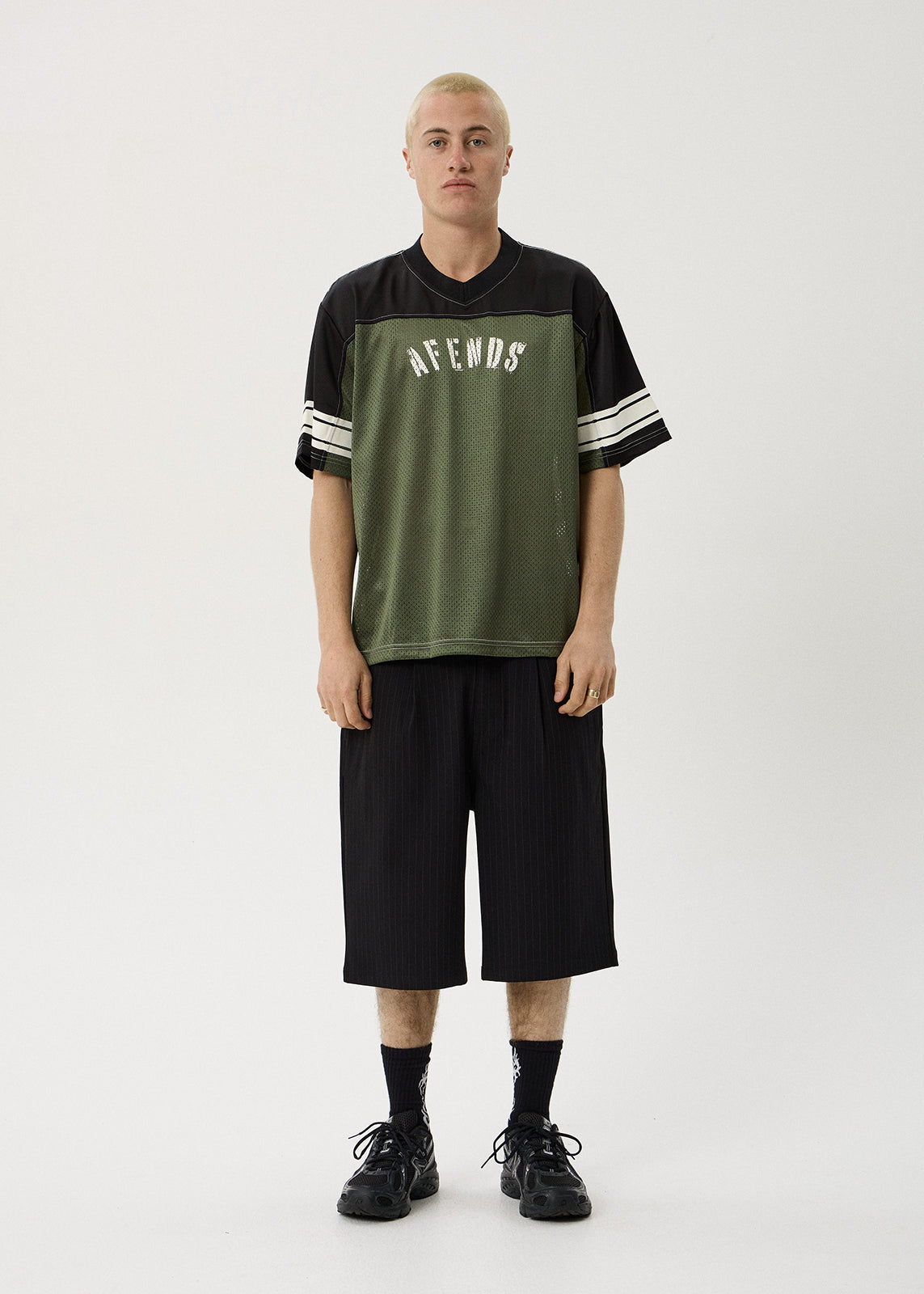 AFENDS Contingent - Mesh Jersey Boxy Tee - Cypress
