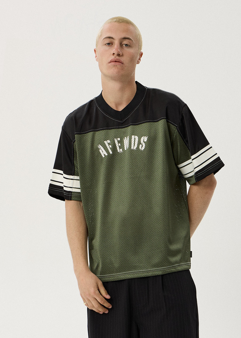 AFENDS Contingent - Mesh Jersey Boxy Tee - Cypress