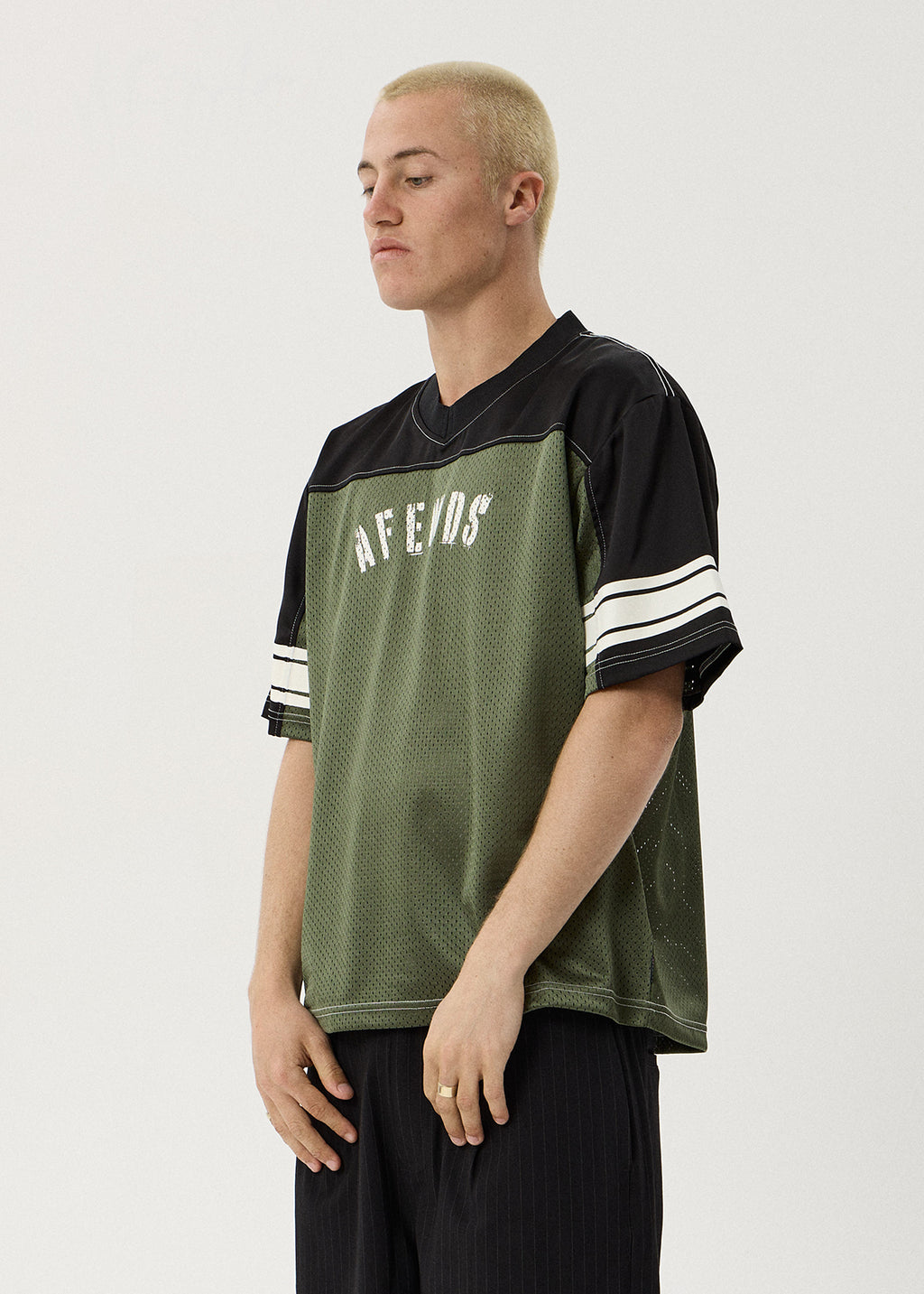 AFENDS Contingent - Mesh Jersey Boxy Tee - Cypress