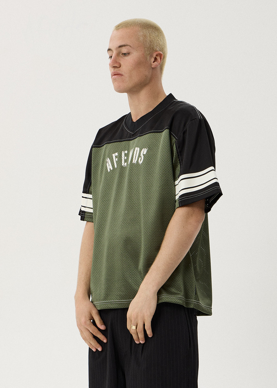 AFENDS Contingent - Mesh Jersey Boxy Tee - Cypress