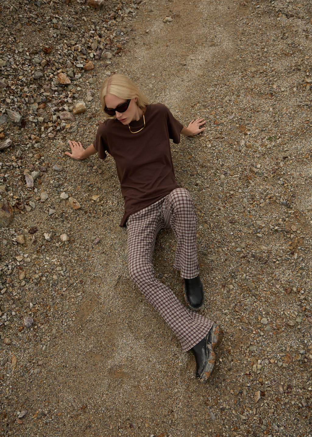 AFENDS Womens Base - Seersucker Flare Pant - Coffee Check