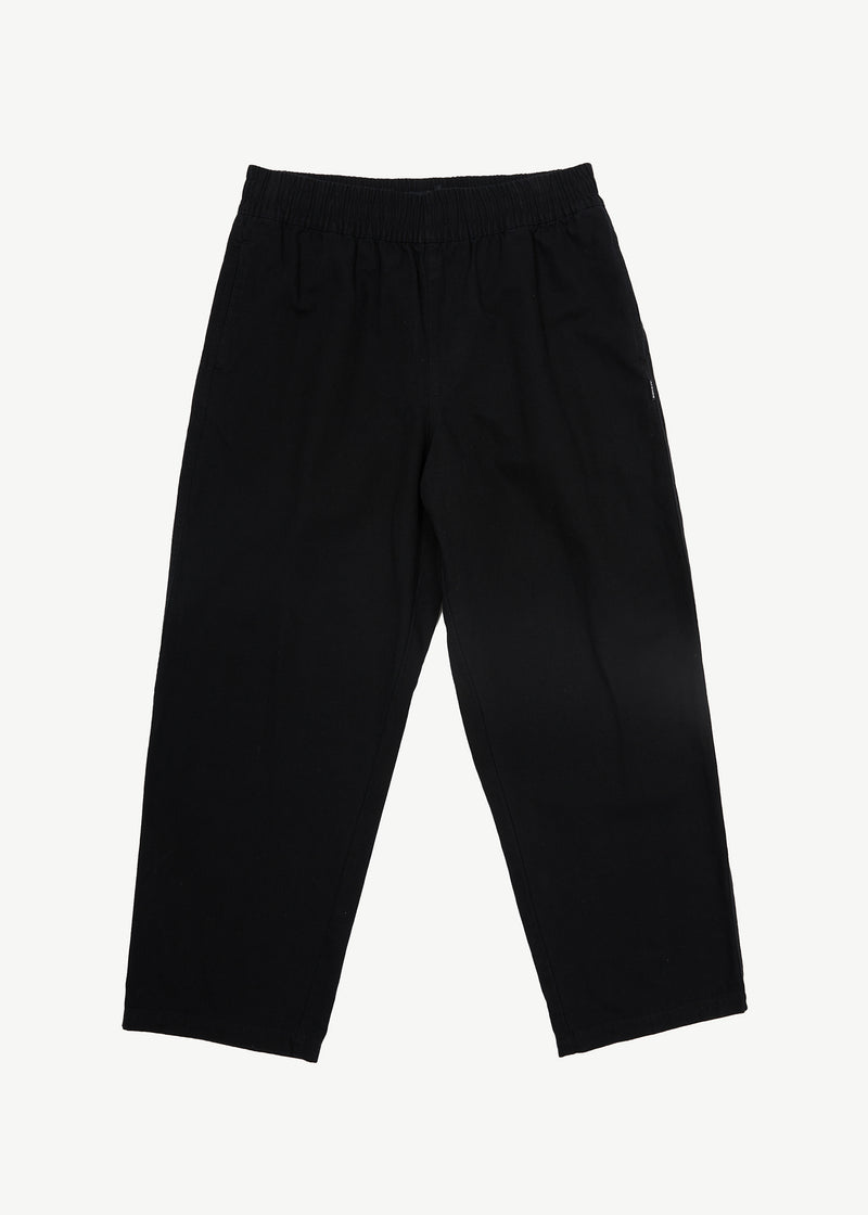 AFENDS Mens Ninety Eights - Baggy Elastic Waist Pants - Black