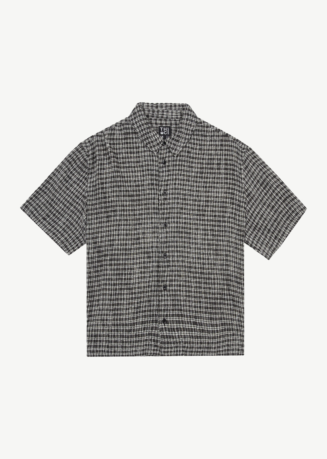 AFENDS Mens Asta - Seer Sucker Regular Shirt - Steel Check 