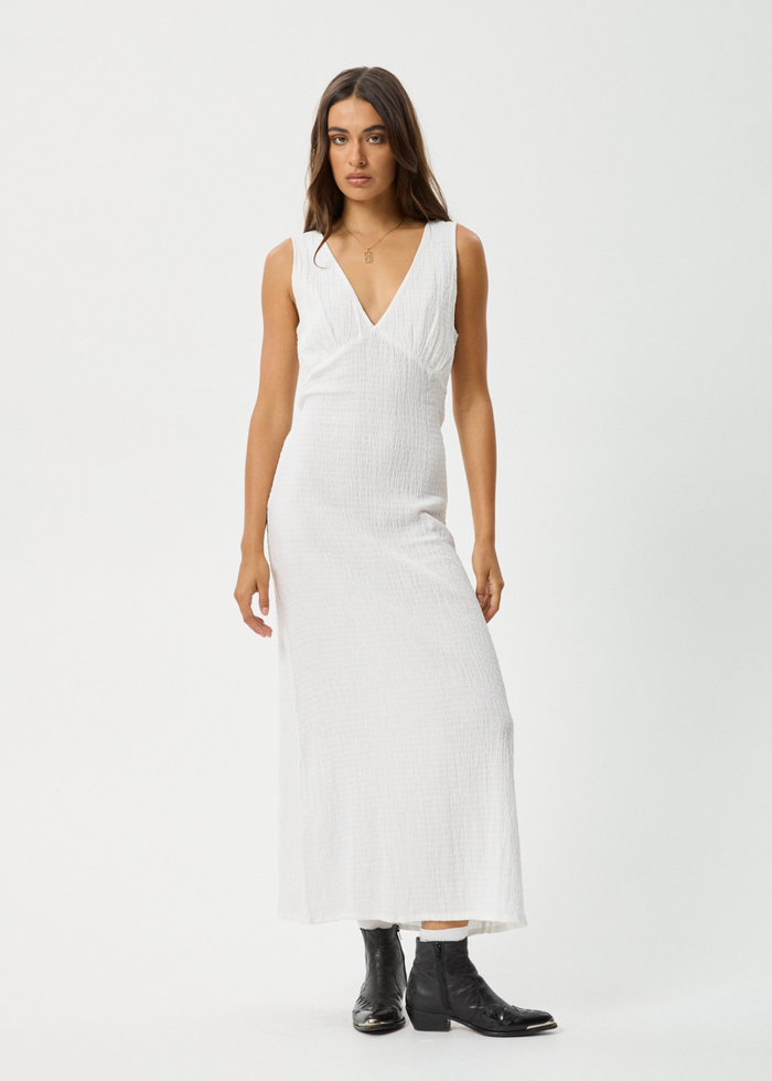 AFENDS Womens Focus - Seersucker Maxi Dress - White 