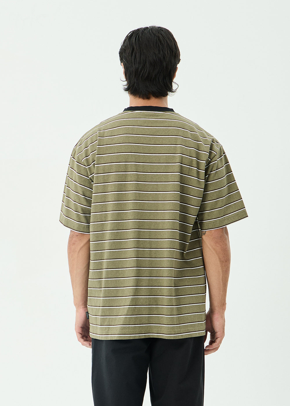 AFENDS Mens Altitude - Boxy Tee - Stone Stripe