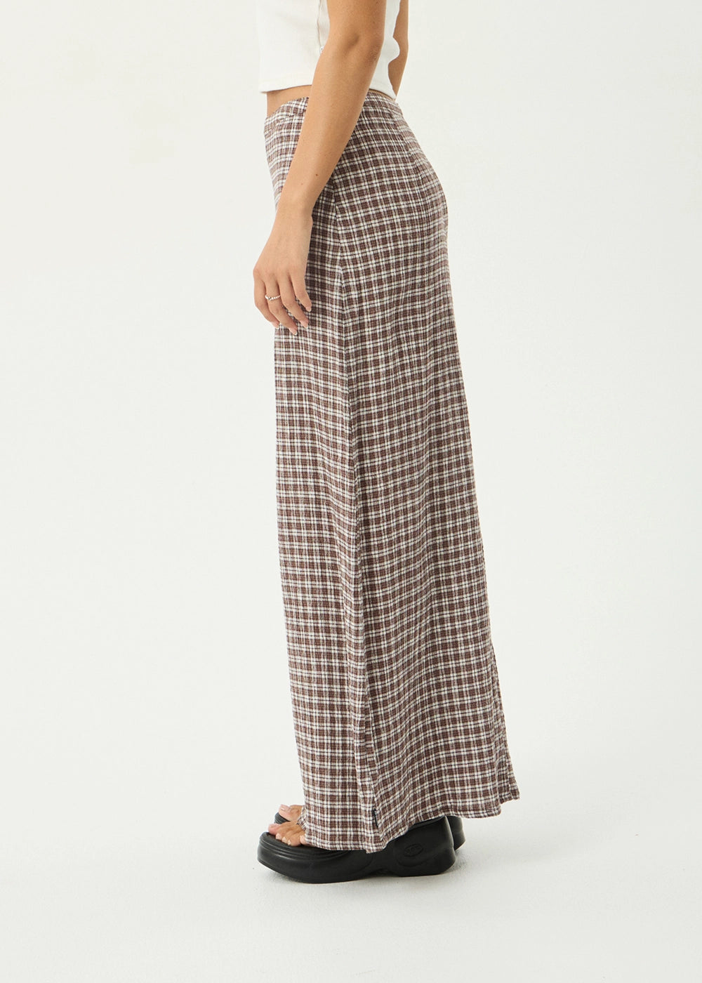AFENDS Womens Base - Seersucker Maxi Skirt - Coffee Check