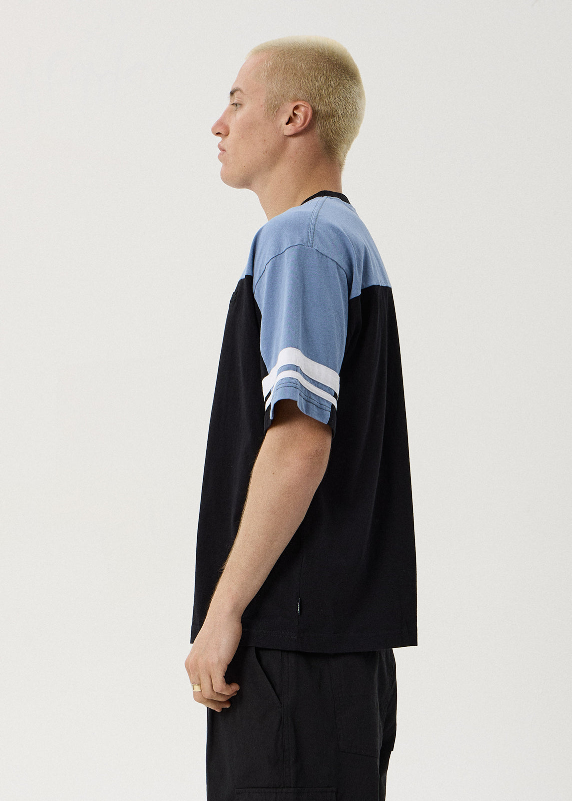 AFENDS Origin - Boxy Vintage Tee - Black / Blue