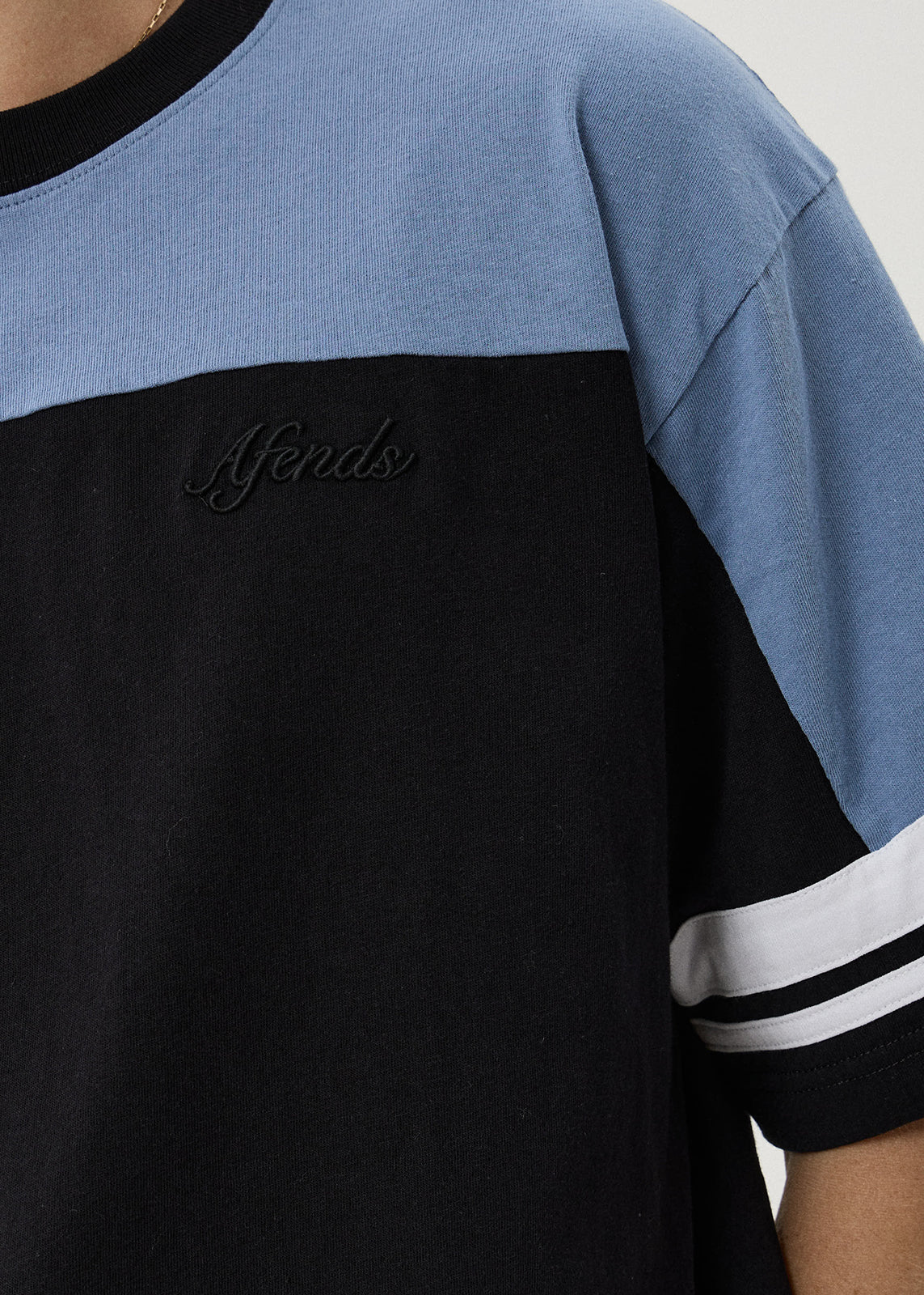 AFENDS Origin - Boxy Vintage Tee - Black / Blue