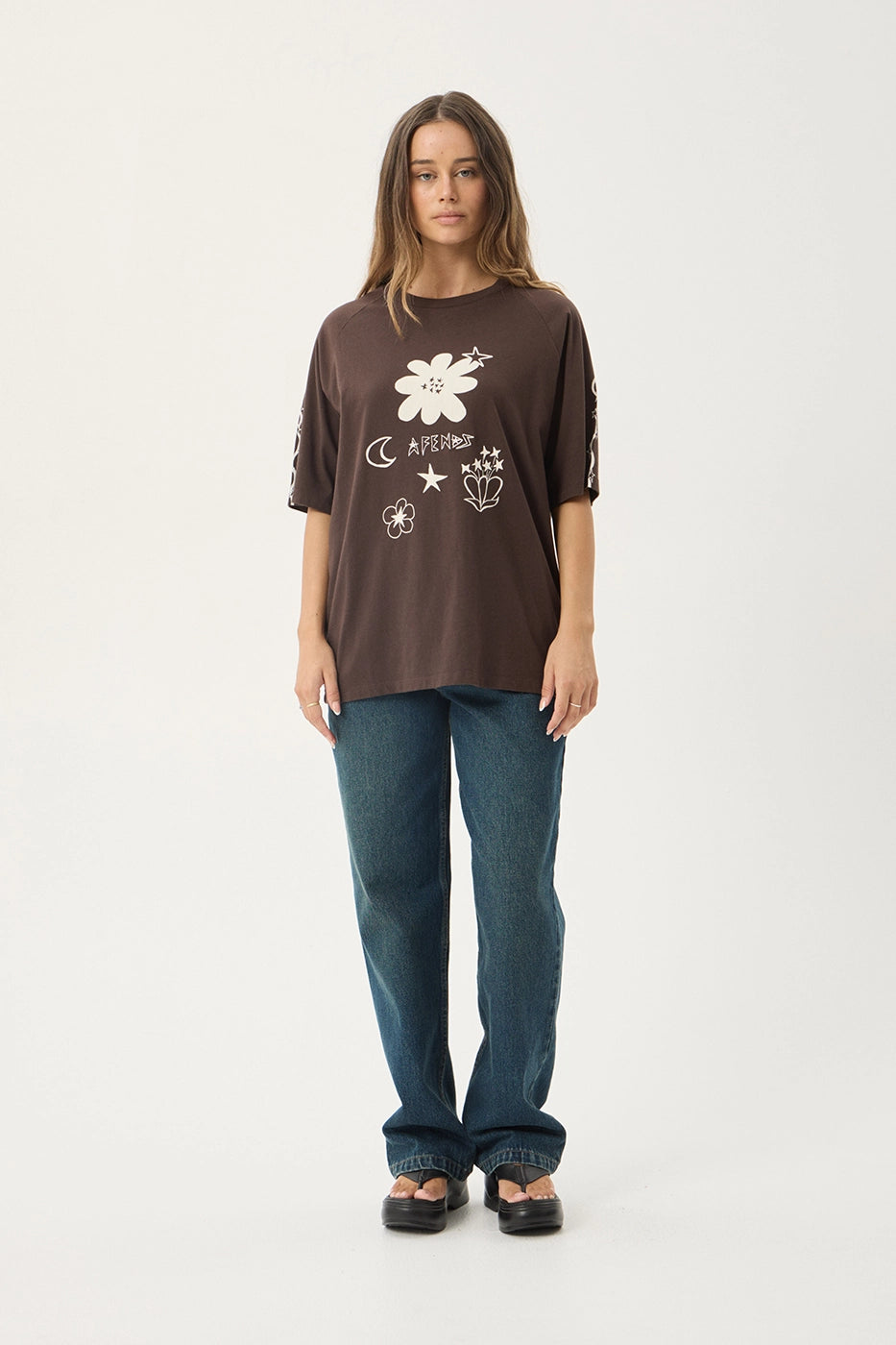 AFENDS Womens Terra - Oversized Raglan Tee - Coffee