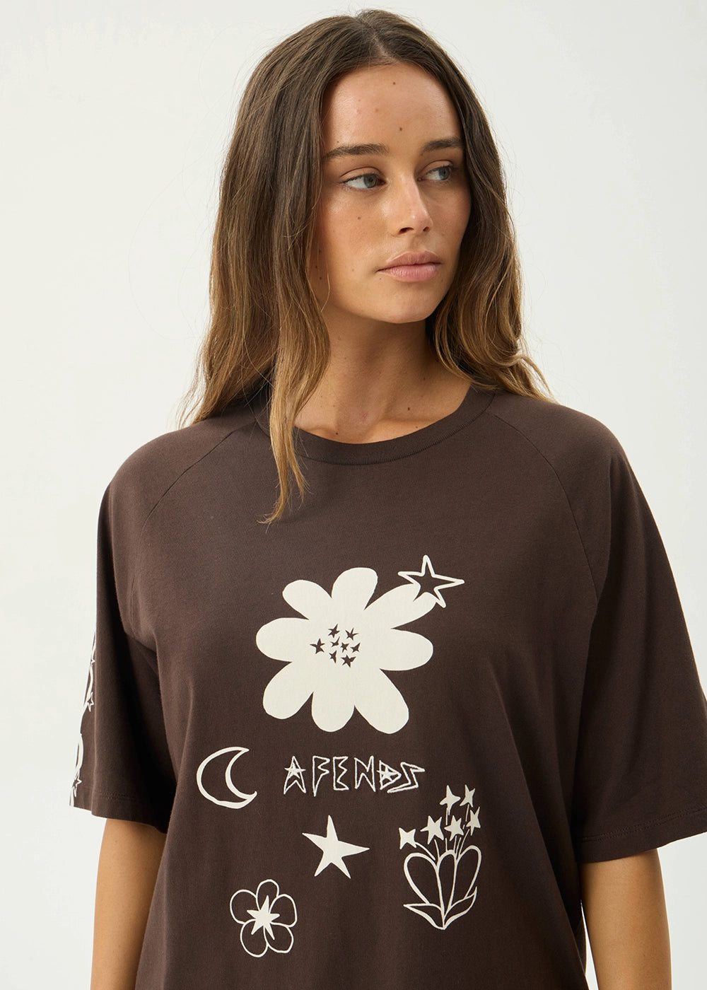 AFENDS Womens Terra - Oversized Raglan Tee - Coffee