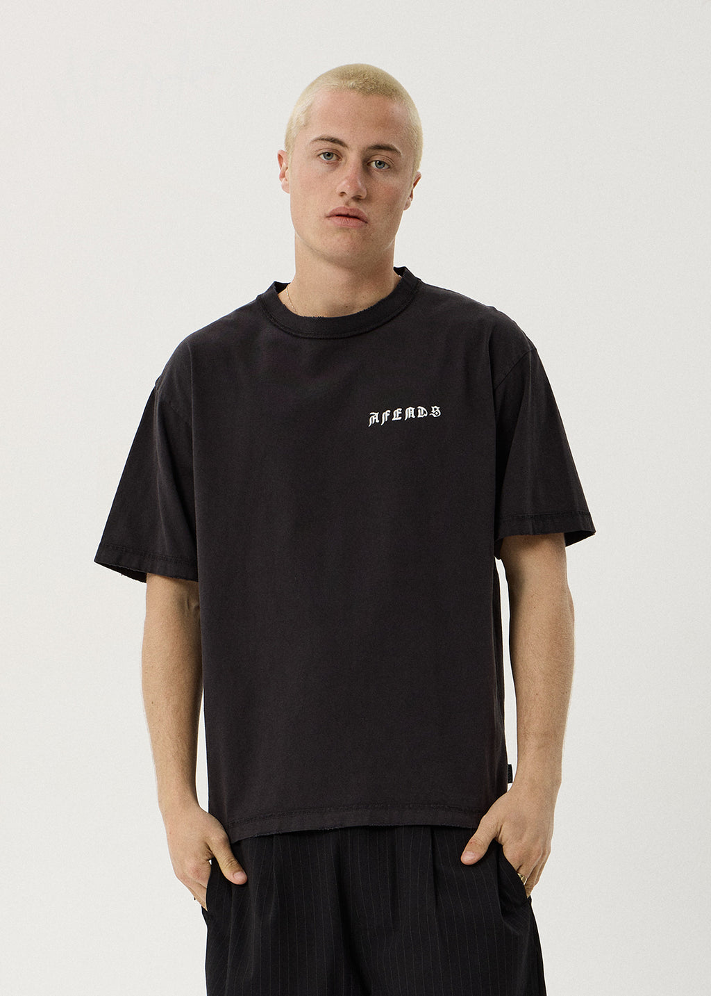 AFENDS Constellation - Heavyweight Boxy Tee - Stone Black