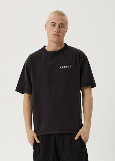 AFENDS Constellation - Heavyweight Boxy Tee - Stone Black